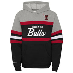 Chicago Bulls Youth Hardwood Classics Head Coach Pullover Hoodie - Black/Heather Gray | Mitchell & Ness sale