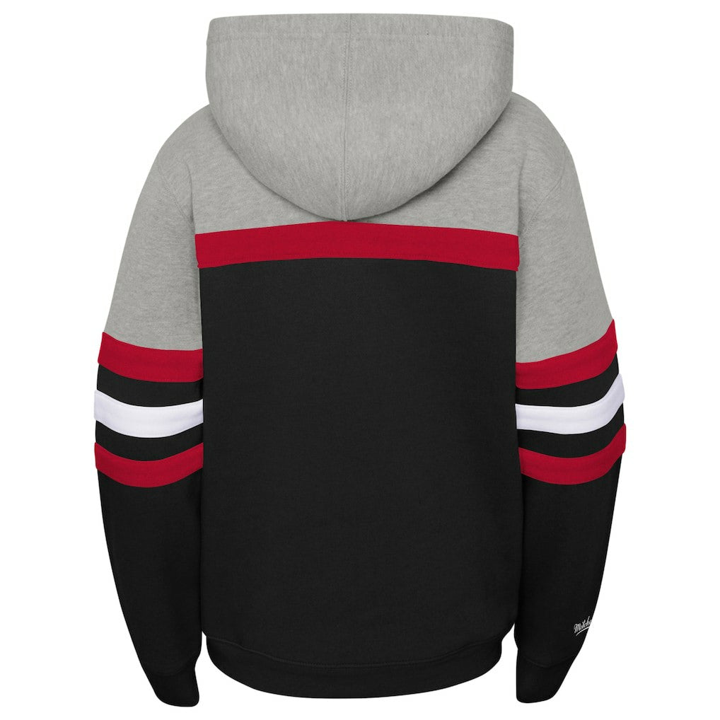 Chicago Bulls Youth Hardwood Classics Head Coach Pullover Hoodie - Black/Heather Gray | Mitchell & Ness sale