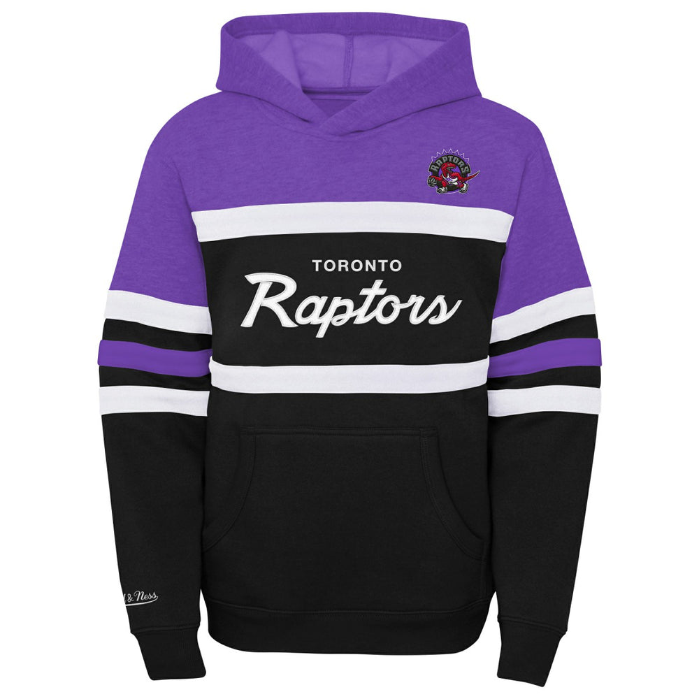 Toronto Raptors Youth Hardwood Classics Head Coach Pullover Hoodie - Purple/Heather Gray | Mitchell & Ness on sale