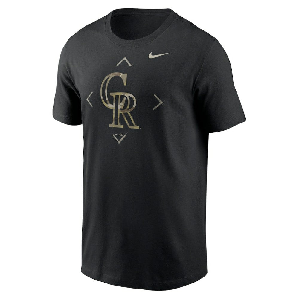 Colorado Rockies Camo Logo T-Shirt - Black | Nike