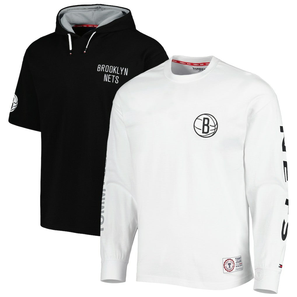 Brooklyn Nets Tommy Jeans Matthew 2-In-1 T-Shirt & Hoodie Combo Set - Black/White cheap