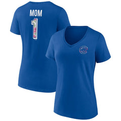 Chicago Cubs Women's Team Logo Mother's Day V-Neck T-Shirt - Royal