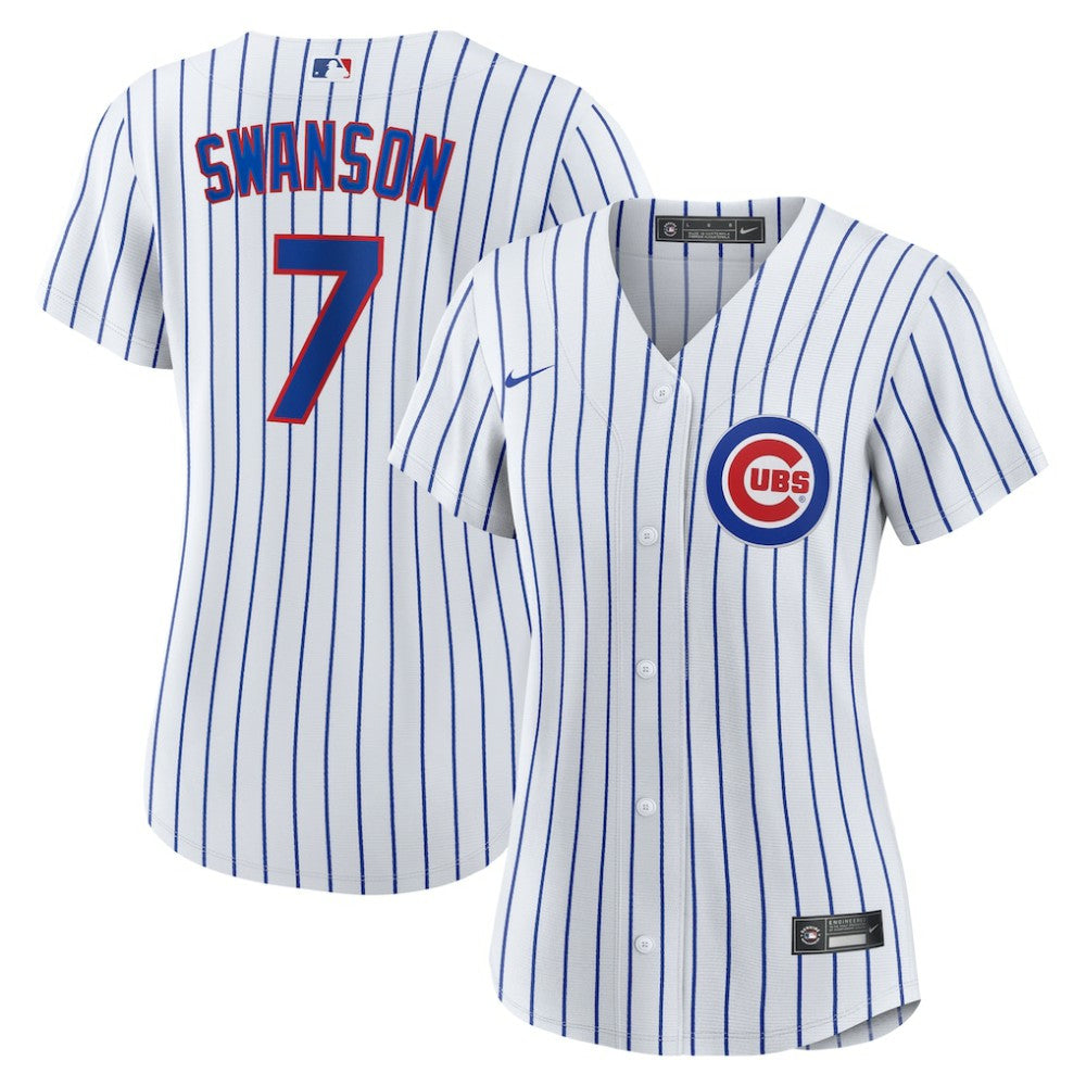 Dansby Swanson Chicago Cubs Women's Home Replica Player Jersey - White/Royal | Nike
