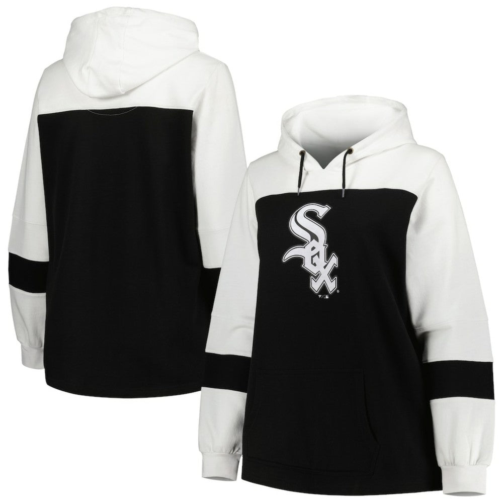 Chicago White Sox Women's Plus Size Colorblock Pullover Hoodie - Black