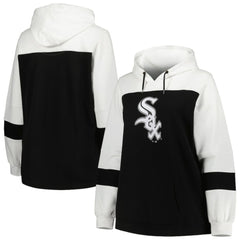 Chicago White Sox Women's Plus Size Colorblock Pullover Hoodie - Black