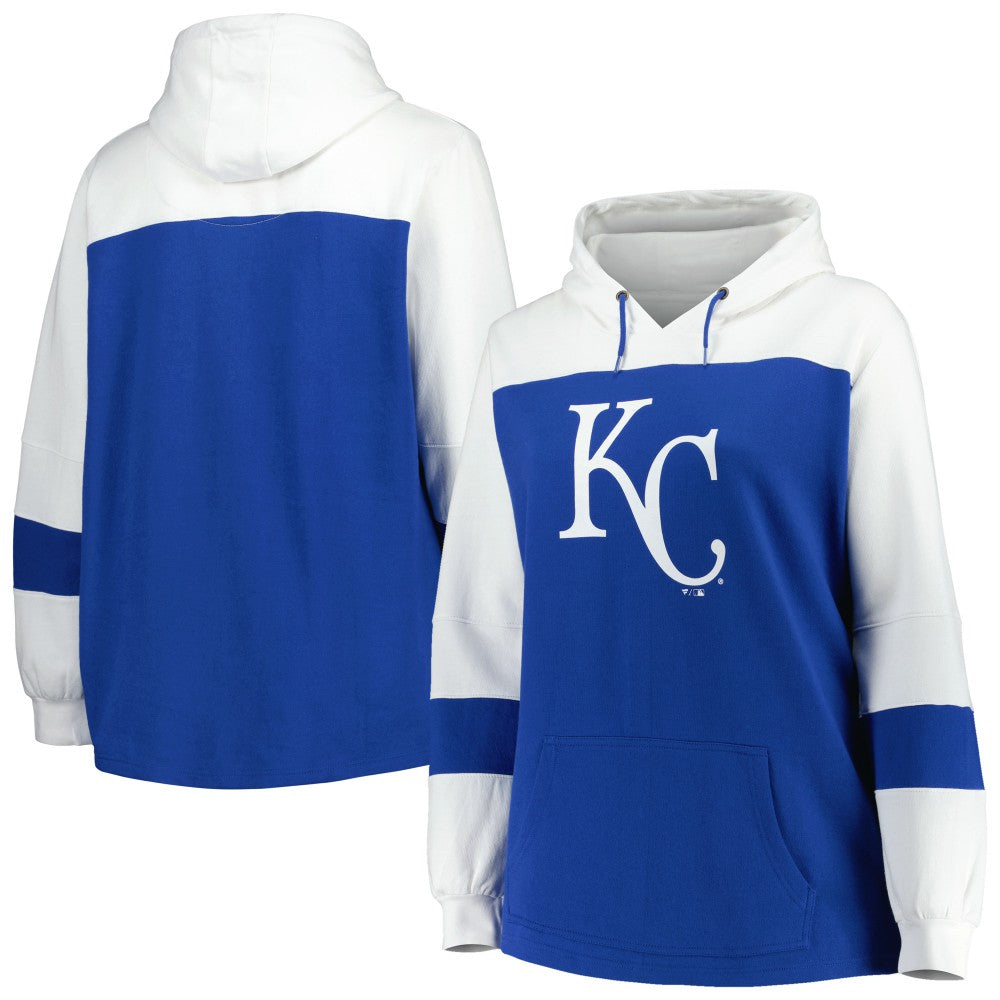 Kansas City Royals Women's Plus Size Colorblock Pullover Hoodie - Royal