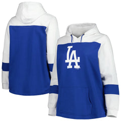 Los Angeles Dodgers Women's Plus Size Colorblock Pullover Hoodie - Royal
