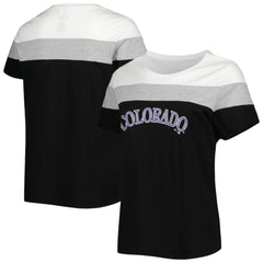 Colorado Rockies Women's Plus Size Colorblock T-Shirt - White/Black