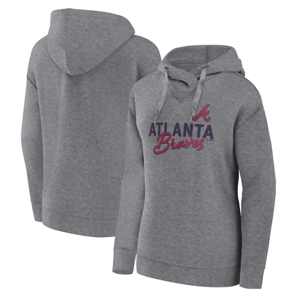 Profile Atlanta Braves Women's Plus Size Pullover Hoodie - Heather Gray