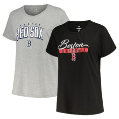 Boston Red Sox Profile Women's Plus Size T-Shirt Combo Pack - Black/Heather Gray