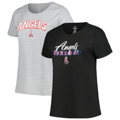 Los Angeles Angels Profile Women's Plus Size T-Shirt Combo Pack - Black/Heather Gray