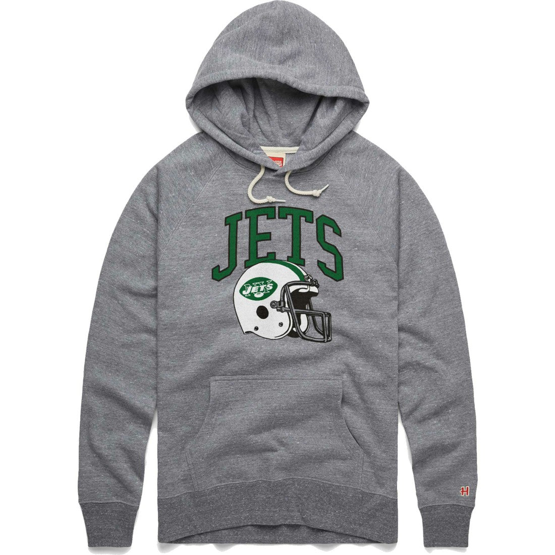NFL New York Jets Homage Retro Helmet Raglan Pullover Tri-Blend Hoodie