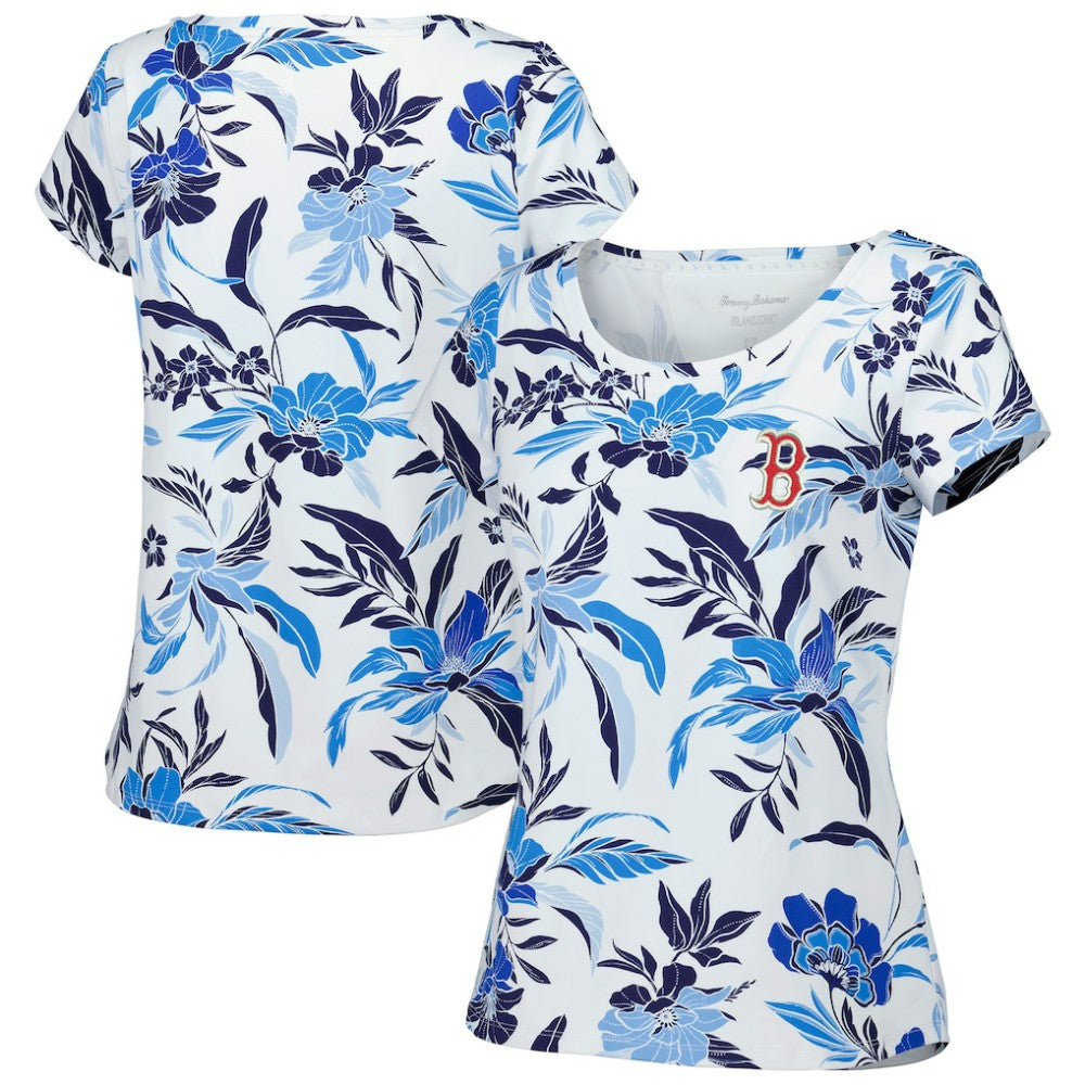 Boston Red Sox Tommy Bahama Women's Aubrey Romantic Blooms IslandZone T-Shirt - White