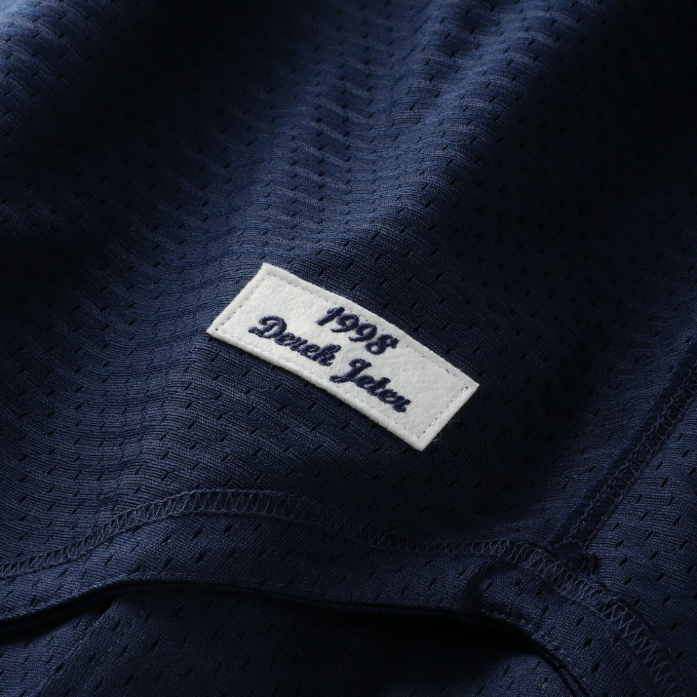 Derek Jeter New York Yankees Cooperstown Collection Mesh Batting Practice Button-Up Jersey - Navy | Mitchell & Ness