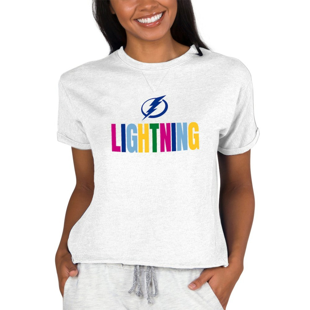 Tampa Bay Lightning Concepts Sport Women's Tri-Blend Mainstream Terry Short Sleeve Sweatshirt Top