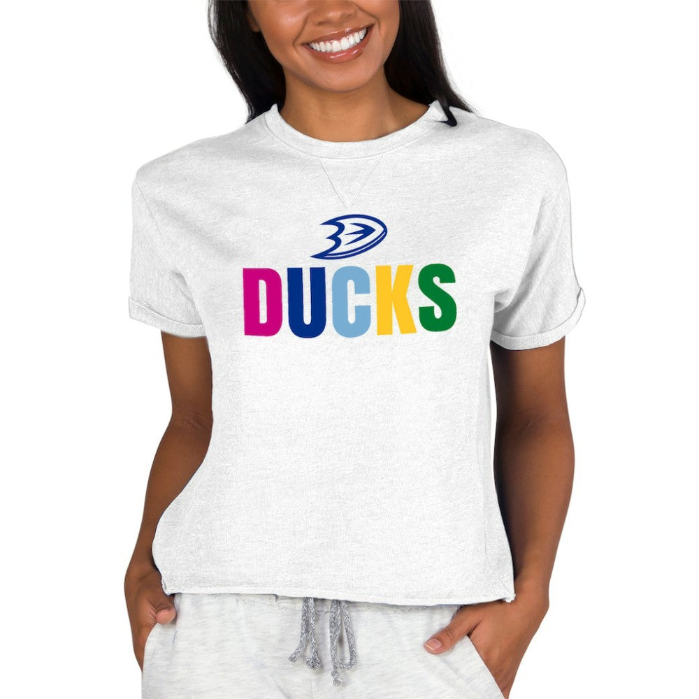 Anaheim Ducks Concepts Sport Women's Tri-Blend Mainstream Terry Short Sleeve Sweatshirt Top