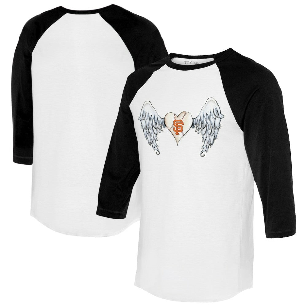 San Francisco Giants Tiny Turnip Women's Angel Wings 3/4-Sleeve Raglan T-Shirt - White/Black