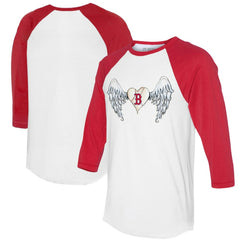 Boston Red Sox Tiny Turnip Women's Angel Wings 3/4-Sleeve Raglan T-Shirt - White/Red