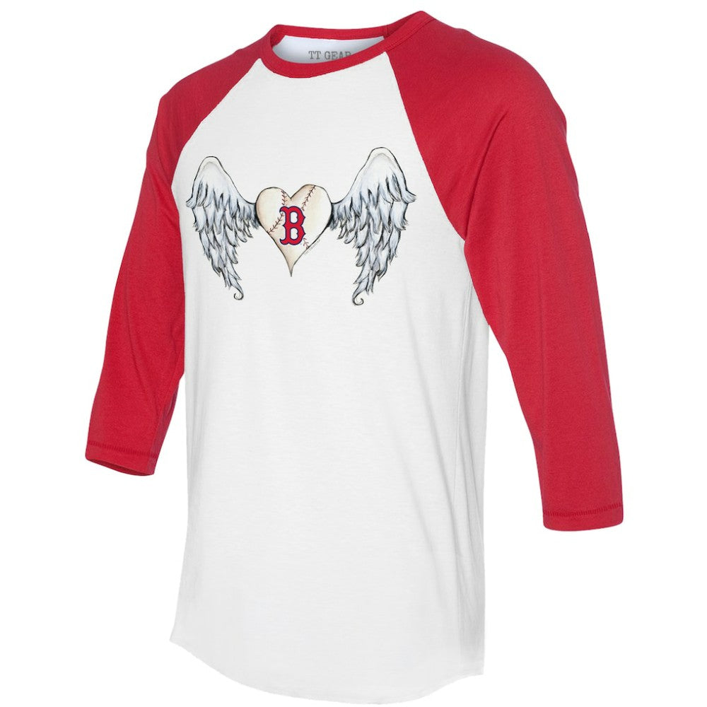 Boston Red Sox Tiny Turnip Women's Angel Wings 3/4-Sleeve Raglan T-Shirt - White/Red
