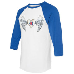 Chicago Cubs Tiny Turnip Women's Angel Wings 3/4-Sleeve Raglan T-Shirt - White/Royal