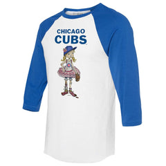 Chicago Cubs Tiny Turnip Women's Babes 3/4-Sleeve Raglan T-Shirt - White/Royal