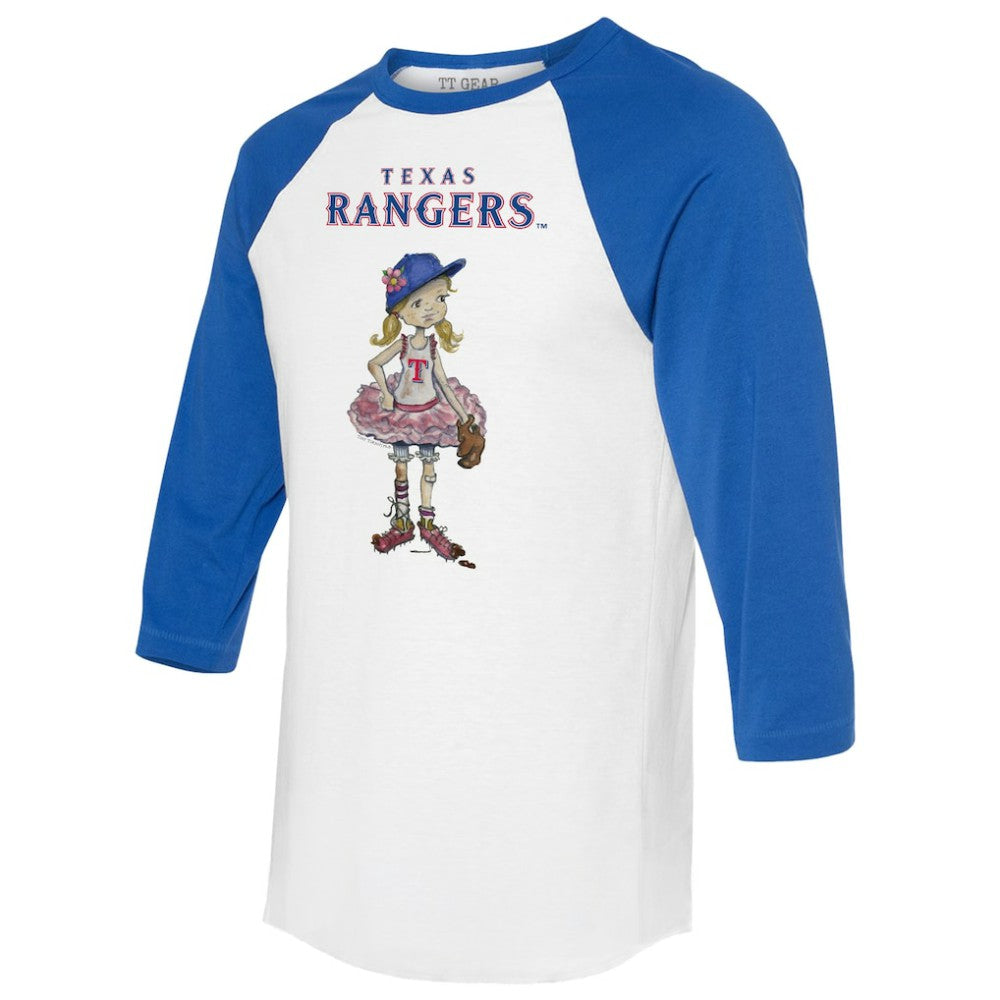 Texas Rangers Tiny Turnip Women's Babes 3/4-Sleeve Raglan T-Shirt - White/Royal