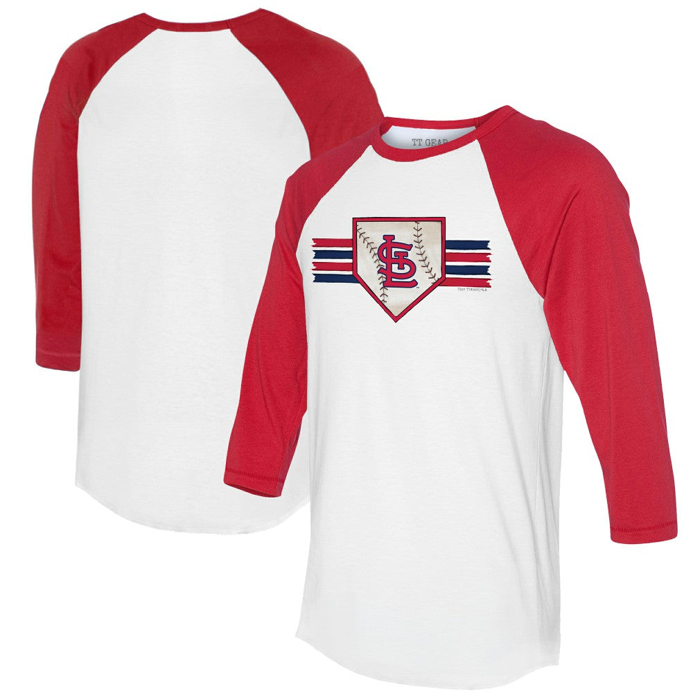 St. Louis Cardinals Tiny Turnip Women's Base Stripe 3/4-Sleeve Raglan T-Shirt - White/Red