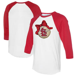 St. Louis Cardinals Tiny Turnip Women's Baseball Bow 3/4-Sleeve Raglan T-Shirt - White/Red