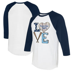 Tampa Bay Rays Tiny Turnip Women's Baseball Love Raglan 3/4-Sleeve T-Shirt - White/Navy