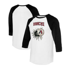 Arizona Diamondbacks Tiny Turnip Women's Baseball Tear 3/4-Sleeve Raglan T-Shirt - White/Black