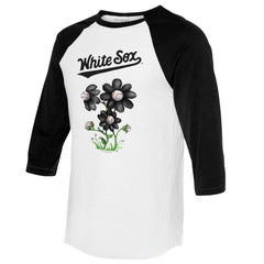 Chicago White Sox Tiny Turnip Women's Blooming Baseballs 3/4-Sleeve Raglan T-Shirt - White/Black
