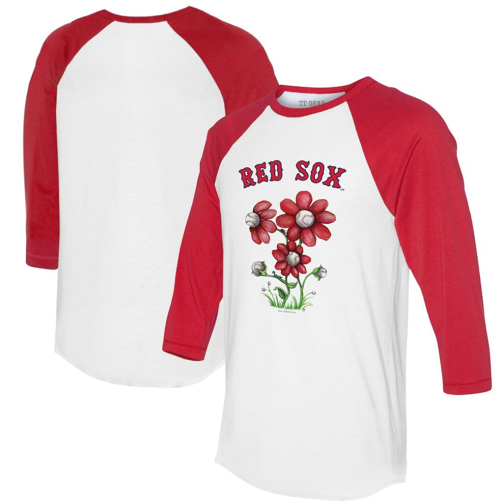 Boston Red Sox Tiny Turnip Women's Blooming Baseballs 3/4-Sleeve Raglan T-Shirt - White/Red