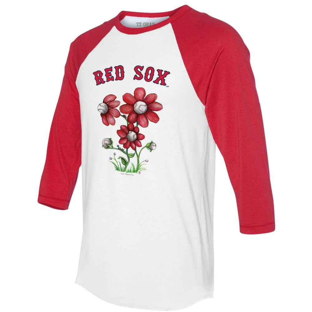 Boston Red Sox Tiny Turnip Women's Blooming Baseballs 3/4-Sleeve Raglan T-Shirt - White/Red