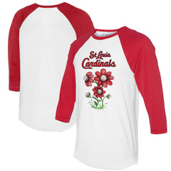 St. Louis Cardinals Tiny Turnip Women's Blooming Baseballs 3/4-Sleeve Raglan T-Shirt - White/Red