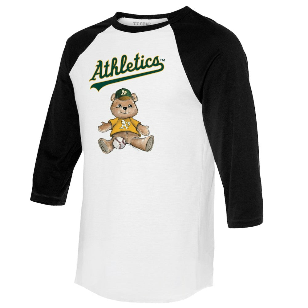 Athletics Tiny Turnip Women's Teddy Boy 3/4-Sleeve Raglan T-Shirt - White/Black