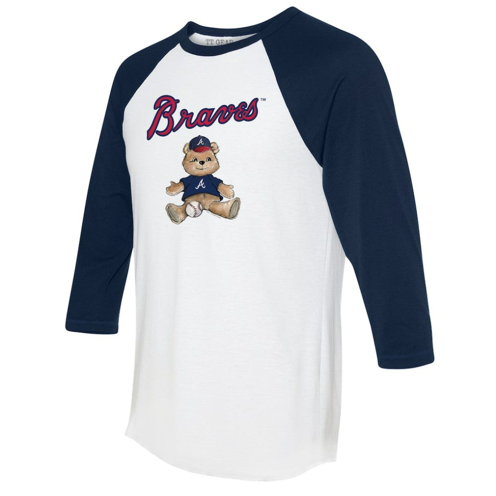 Atlanta Braves Tiny Turnip Women's Teddy Boy 3/4-Sleeve Raglan T-Shirt - White/Navy