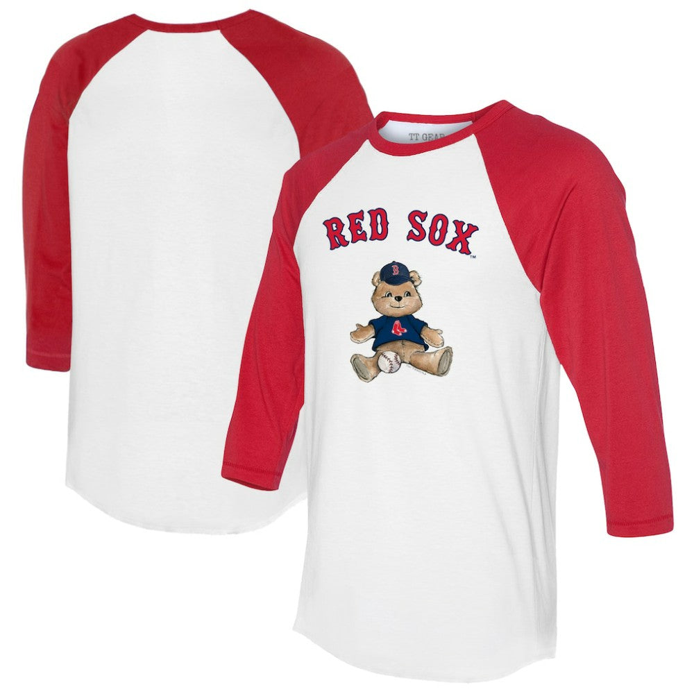 Boston Red Sox Tiny Turnip Women's Teddy Boy 3/4-Sleeve Raglan T-Shirt - White/Red
