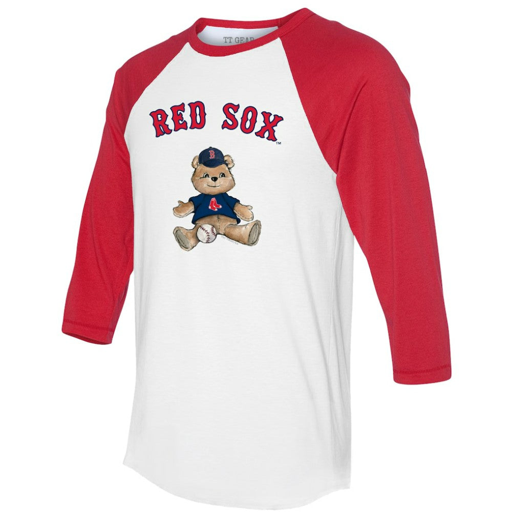 Boston Red Sox Tiny Turnip Women's Teddy Boy 3/4-Sleeve Raglan T-Shirt - White/Red