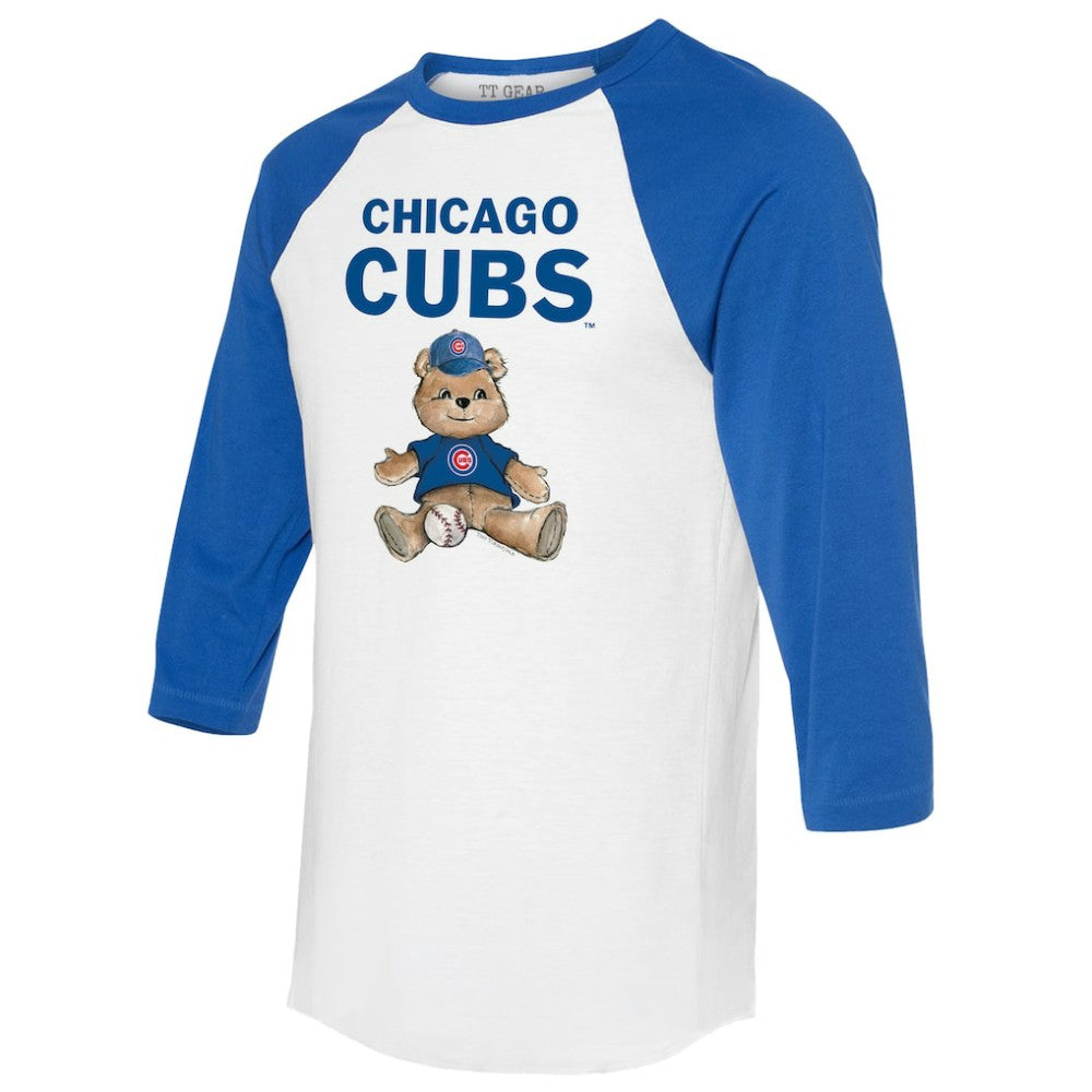 Chicago Cubs Tiny Turnip Women's Teddy Boy 3/4-Sleeve Raglan T-Shirt - White/Royal