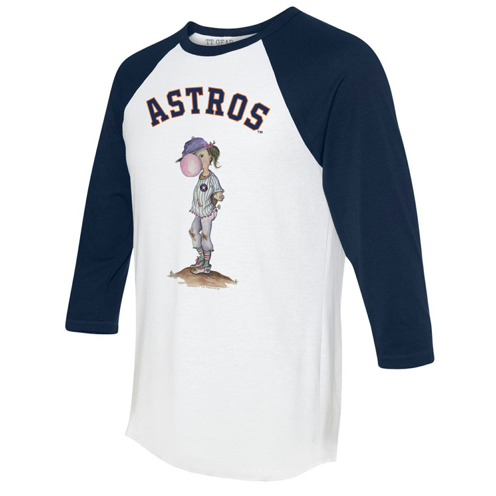 Houston Astros Tiny Turnip Women's Bubbles 3/4-Sleeve Raglan T-Shirt - White/Navy