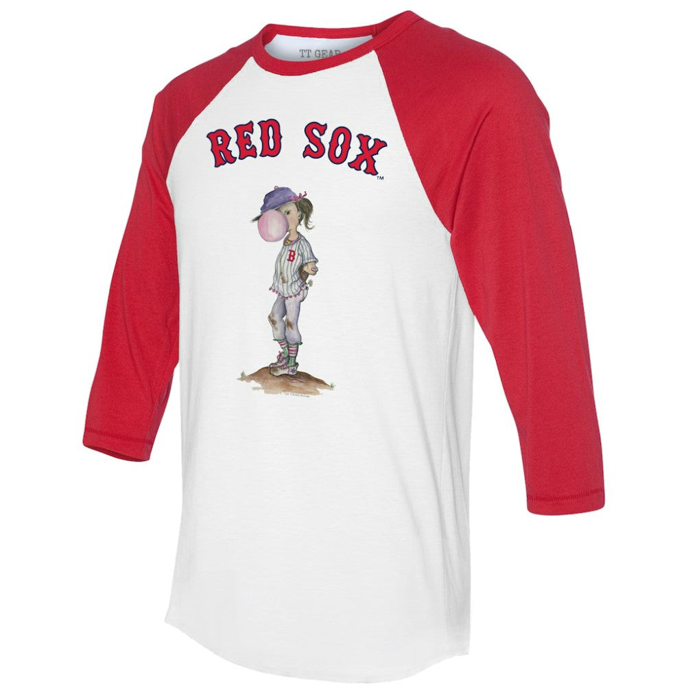 Boston Red Sox Tiny Turnip Women's Bubbles 3/4-Sleeve Raglan T-Shirt - White/Red