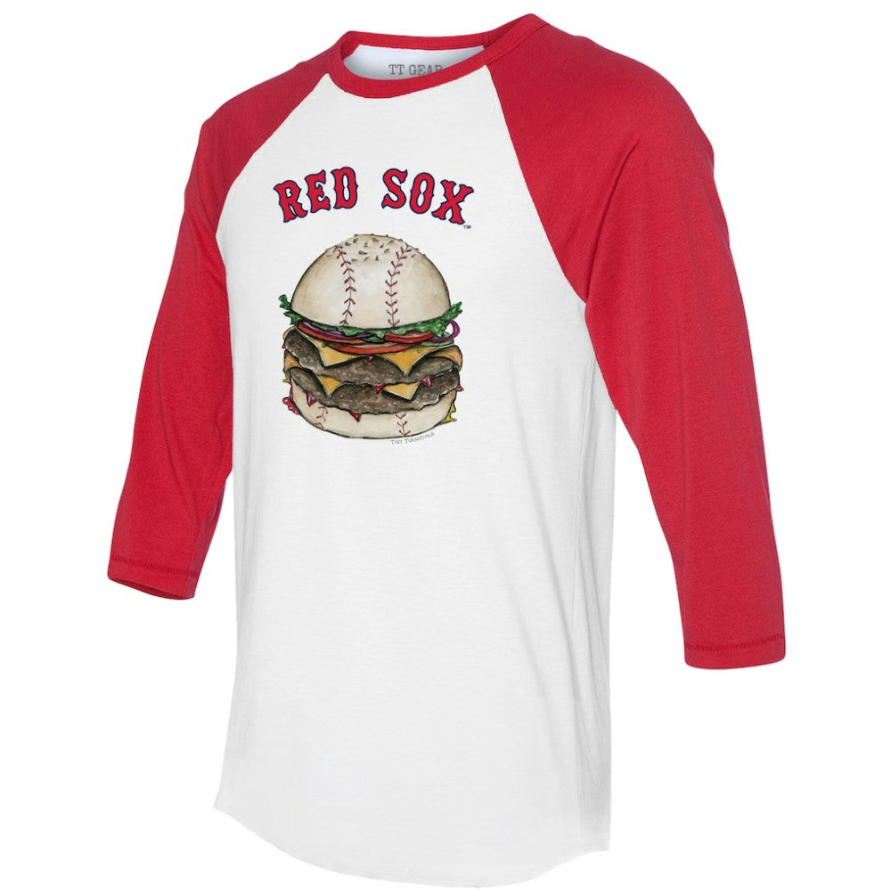 Boston Red Sox Tiny Turnip Women's Burger 3/4-Sleeve Raglan T-Shirt - White/Red