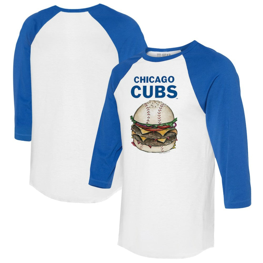 Chicago Cubs Tiny Turnip Women's Burger 3/4-Sleeve Raglan T-Shirt - White/Royal