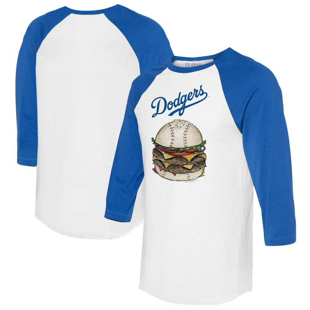 Los Angeles Dodgers Tiny Turnip Women's Burger 3/4-Sleeve Raglan T-Shirt - White/Royal