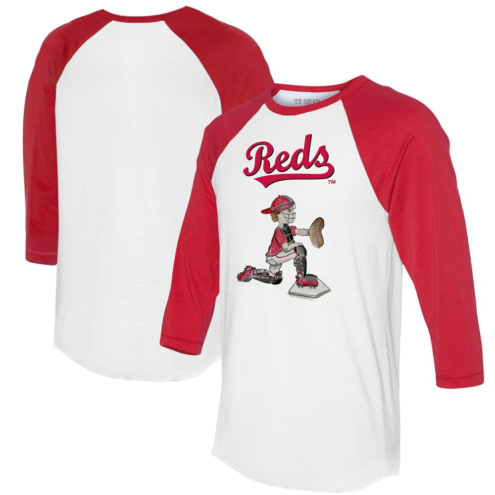 Cincinnati Reds Tiny Turnip Women's Caleb 3/4-Sleeve Raglan T-Shirt - White/Red