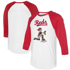 Cincinnati Reds Tiny Turnip Women's Caleb 3/4-Sleeve Raglan T-Shirt - White/Red