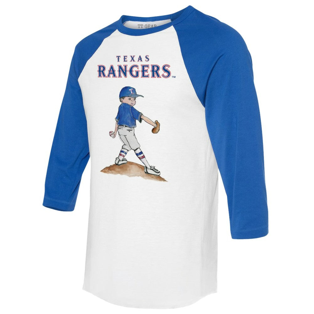 Texas Rangers Tiny Turnip Women's Clemente 3/4-Sleeve Raglan T-Shirt - White/Royal