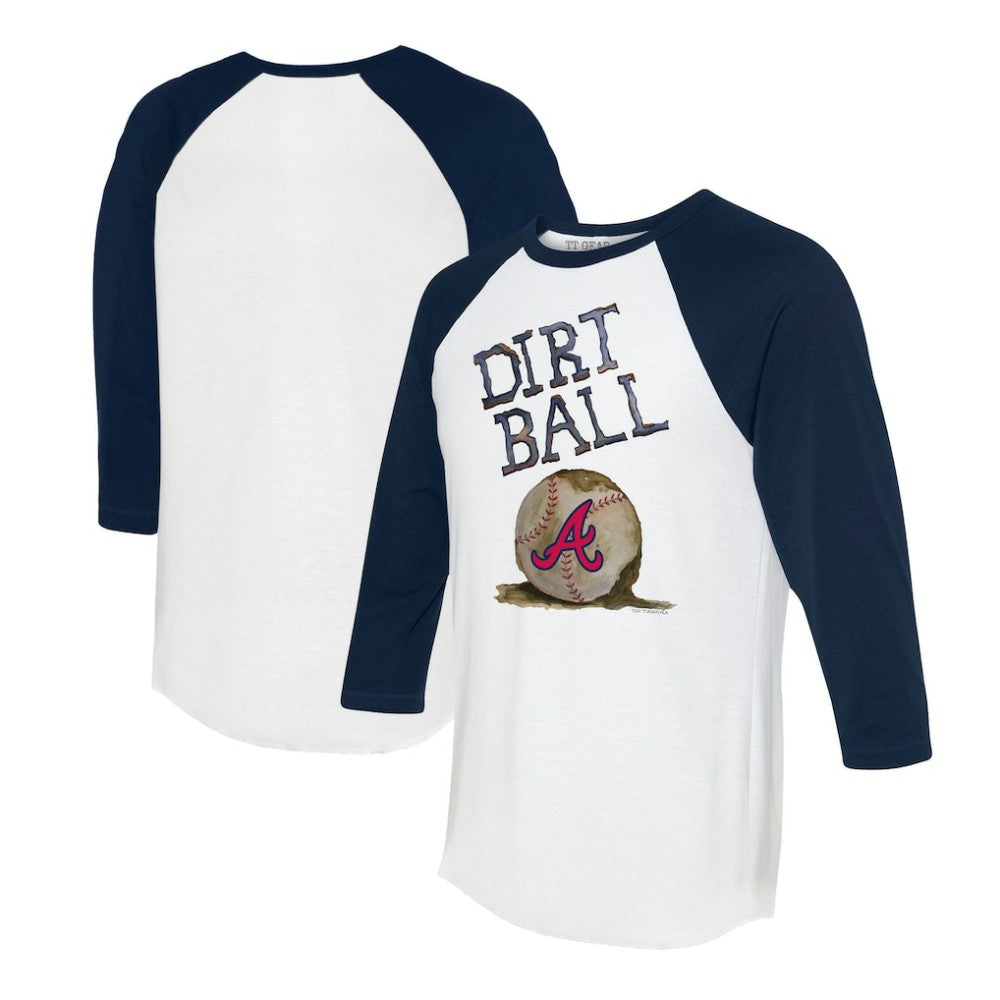 Atlanta Braves Tiny Turnip Women's Dirt Ball 3/4-Sleeve Raglan T-Shirt - White/Navy