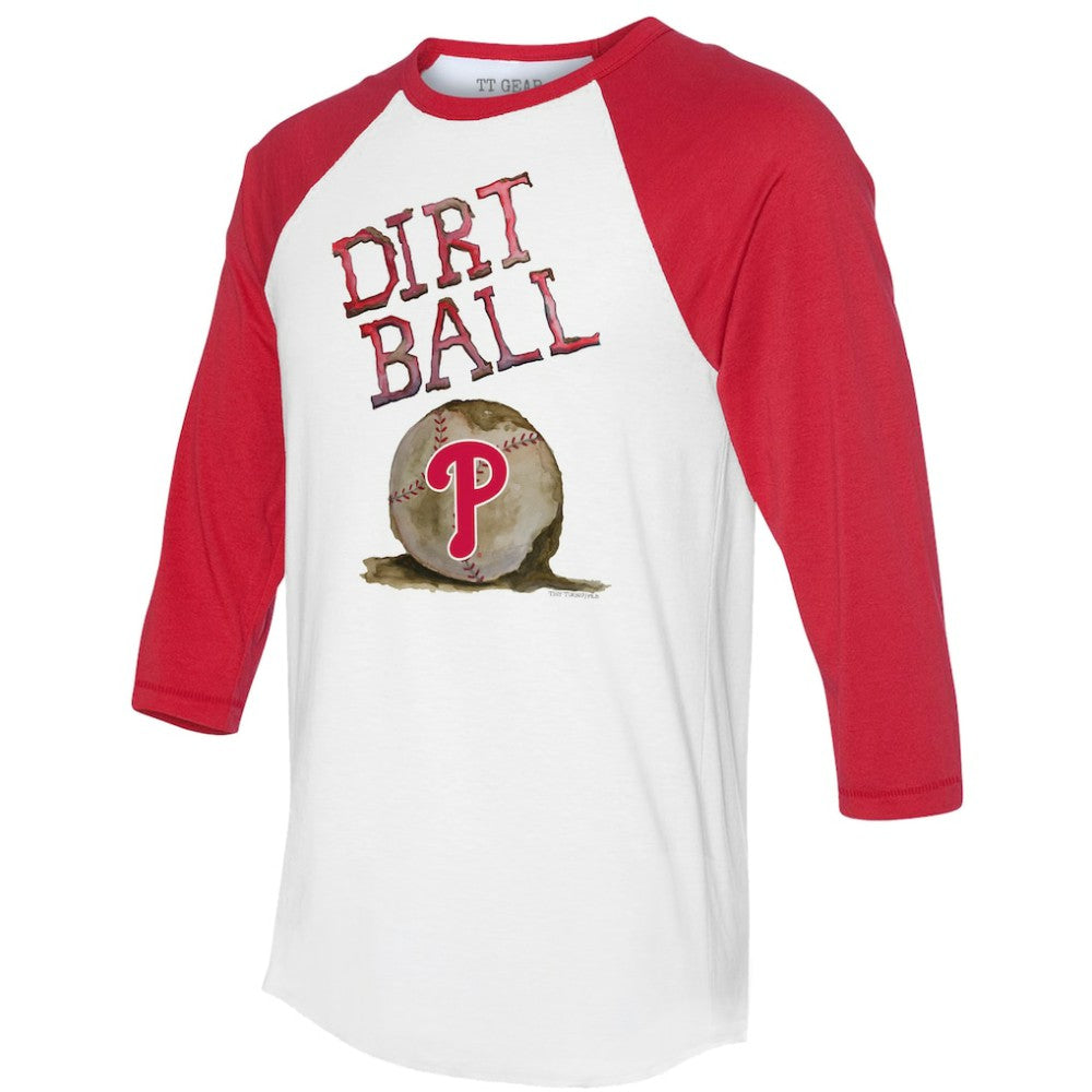 Philadelphia Phillies Tiny Turnip Women's Dirt Ball 3/4-Sleeve Raglan T-Shirt - White/Red