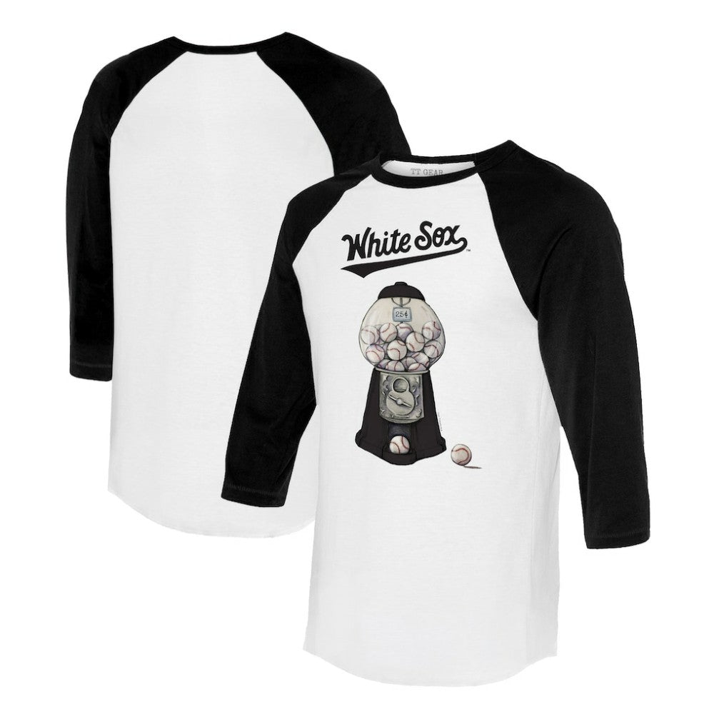 Chicago White Sox Tiny Turnip Women's Gumball Machine 3/4-Sleeve Raglan T-Shirt - White/Black